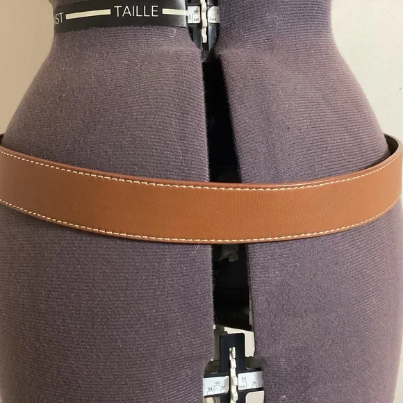 Talbots Womens Genuine Leather Belt Size L Tan Brown Minimalist Workwear Classic - Picture 9 of 16